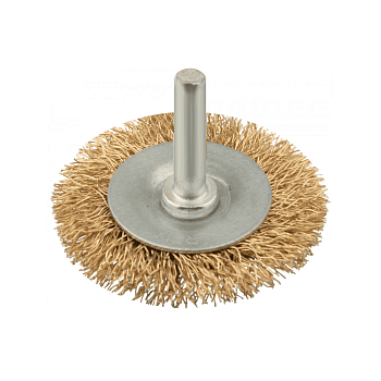 Корщетка дисковая прямая, со шпилькой, стальная латунированная волнистая проволока 100мм